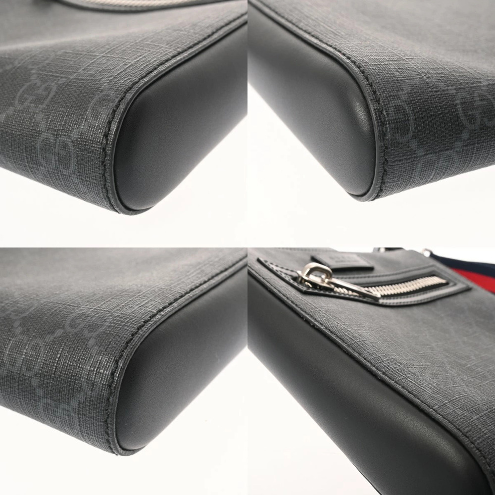 GUCCI GG Supreme Messenger Bag Black Canvas Leather Shoulder - Picture 7 of 9